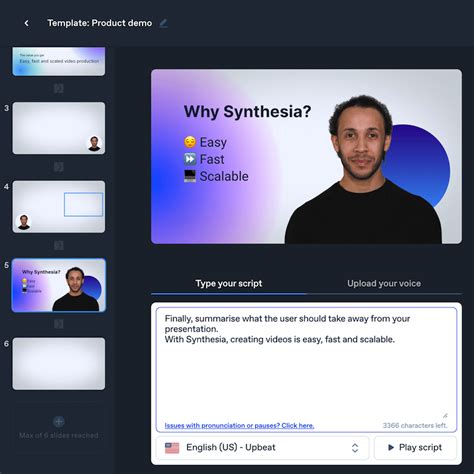 Synthesia is the #1 AI Video Creation Platform. Our AI Video Generator enables everyone to create professional videos without mics, cameras, actors or studios. Using AI, we’re radically changing the process of video content creation, making it scalable and affordable while maintaining high quality.